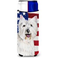 USA American Flag with Westie Ultra Beverage Insulators for slim cans SC9008MUK