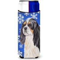 Cavalier Spaniel Winter Snowflakes Holiday Ultra Beverage Insulators for slim cans SC9391MUK
