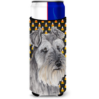 "Caroline's Treasures SC9188MUK Schnauzer Candy Corn Halloween Portrait Michelob Ultra Koozies, Slim, Multicolor"