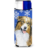 Australian Shepherd Winter Snowflakes Holiday Ultra Beverage Insulators for slim cans SC9397MUK