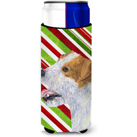 Jack Russell Terrier Candy Cane Holiday Christmas Ultra Beverage Insulators for slim cans SS4573MUK