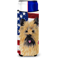 USA American Flag with Cairn Terrier Ultra Beverage Insulators for slim cans SC9017MUK