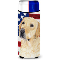 USA American Flag with Labrador Ultra Beverage Insulators for slim cans SC9018MUK