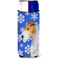Fox Terrier Winter Snowflakes Holiday Ultra Beverage Insulators for slim cans SS4616MUK