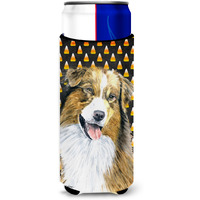Australian Shepherd Candy Corn Halloween Portrait Ultra Beverage Insulators for slim cans SC9195MUK