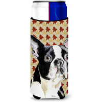 Boston Terrier Fall Leaves Portrait Ultra Beverage Insulators for slim cans SC9200MUK