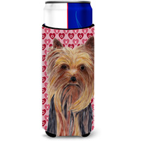 Yorkie Hearts Love and Valentine's Day Portrait Ultra Beverage Insulators for slim cans SC9274MUK