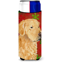 Golden Retriever Red Green Snowflake Holiday Christmas Ultra Beverage Insulators for slim cans SS4683MUK