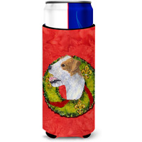 Jack Russell Terrier Cristmas Wreath Ultra Beverage Insulators for slim cans SS4191MUK