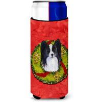 Papillon Cristmas Wreath Ultra Beverage Insulators for slim cans SS4192MUK