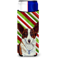 Corgi Candy Cane Holiday Christmas Ultra Beverage Insulators for slim cans LH9243MUK