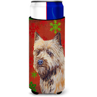 Cairn Terrier Red and Green Snowflakes Holiday Christmas Ultra Beverage Insulators for slim cans LH9320MUK