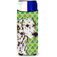 Dalmatian St. Patrick's Day Shamrock Portrait Ultra Beverage Insulators for slim cans SS4400MUK
