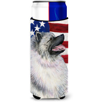 USA American Flag with Keeshond Ultra Beverage Insulators for slim cans SS4051MUK