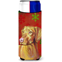 Vizsla Red and Green Snowflakes Holiday Christmas Ultra Beverage Insulators for slim cans LH9325MUK