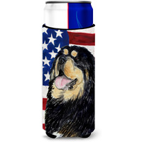 USA American Flag with Tibetan Mastiff Ultra Beverage Insulators for slim cans SS4039MUK
