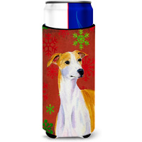 Whippet Red and Green Snowflakes Holiday Christmas Ultra Beverage Insulators for slim cans LH9328MUK