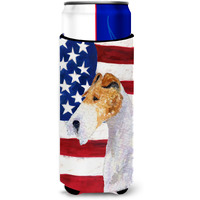 USA American Flag with Fox Terrier Ultra Beverage Insulators for slim cans SS4057MUK