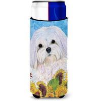 Maltese in Summer Flowers Ultra Beverage Insulators for slim cans SS4115MUK