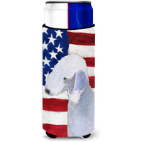USA American Flag with Bedlington Terrier Ultra Beverage Insulators for slim cans SS4045MUK