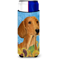 Dachshund in Summer Flowers Ultra Beverage Insulators for slim cans SS4120MUK
