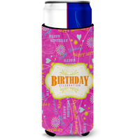 Happy Birthday Pink Ultra Beverage Insulators for slim cans SB3001MUK