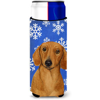 Dachshund Winter Snowflakes Holiday Ultra Beverage Insulators for slim cans LH9267MUK