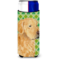 Golden Retriever St. Patrick's Day Shamrock Portrait Ultra Beverage Insulators for slim cans SS4407MUK