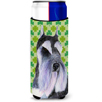 Schnauzer St. Patrick's Day Shamrock Portrait Ultra Beverage Insulators for slim cans SS4408MUK