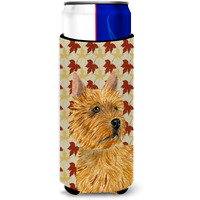 Norwich Terrier Fall Leaves Portrait Ultra Beverage Insulators for slim cans SS4357MUK