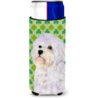 Maltese St. Patrick's Day Shamrock Portrait Ultra Beverage Insulators for slim cans SS4412MUK