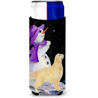 Snowman with Golden Retriever Ultra Beverage Insulators for slim cans SS8950MUK