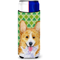 Corgi St. Patrick's Day Shamrock Portrait Ultra Beverage Insulators for slim cans SS4417MUK