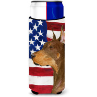 USA American Flag with Doberman Ultra Beverage Insulators for slim cans SS4224MUK