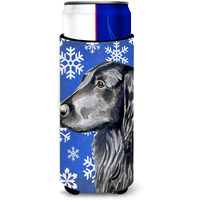 Flat Coated Retriever Winter Snowflakes Holiday Ultra Beverage Insulators for slim cans LH9276MUK