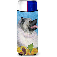 Keeshond in Summer Flowers Ultra Beverage Insulators for slim cans SS4122MUK
