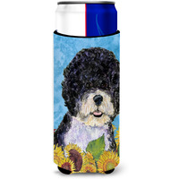 Portuguese Water Dog in Summer Flowers Ultra Beverage Insulators for slim cans SS4124MUK