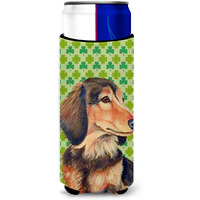 Dachshund St. Patrick's Day Shamrock Portrait Ultra Beverage Insulators for slim cans LH9211MUK