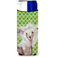 Chinese Crested St. Patrick's Day Shamrock Portrait Ultra Beverage Insulators for slim cans LH9212MUK