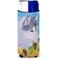 Siberian Husky in Summer Flowers Ultra Beverage Insulators for slim cans SS4233MUK