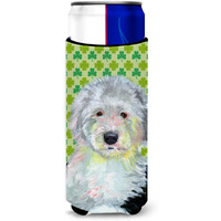Old English Sheepdog St. Patrick's Day Shamrock Portrait Ultra Beverage Insulators for slim cans LH9216MUK