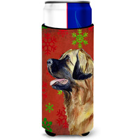 Leonberger Red and Green Snowflakes Holiday Christmas Ultra Beverage Insulators for slim cans LH9348MUK