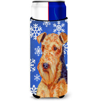 Airedale Winter Snowflakes Holiday Ultra Beverage Insulators for slim cans LH9291MUK