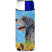 Irish Wolfhound in Summer Flowers Ultra Beverage Insulators for slim cans SS4139MUK