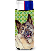 Norwegian Elkhound St. Patrick's Day Shamrock Portrait Ultra Beverage Insulators for slim cans LH9218MUK