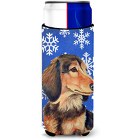 Dachshund Winter Snowflakes Holiday Ultra Beverage Insulators for slim cans LH9301MUK