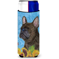 French Bulldog in Summer Flowers Ultra Beverage Insulators for slim cans SS4152MUK