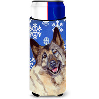 Norwegian Elkhound Winter Snowflakes Holiday Ultra Beverage Insulators for slim cans LH9308MUK