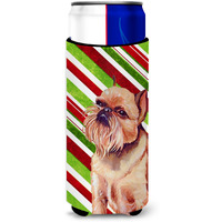 Brussels Griffon Candy Cane Holiday Christmas Ultra Beverage Insulators for slim cans LH9224MUK