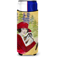 Lady driving with her Shih Tzu Ultra Beverage Insulators for slim cans SS8539MUK
